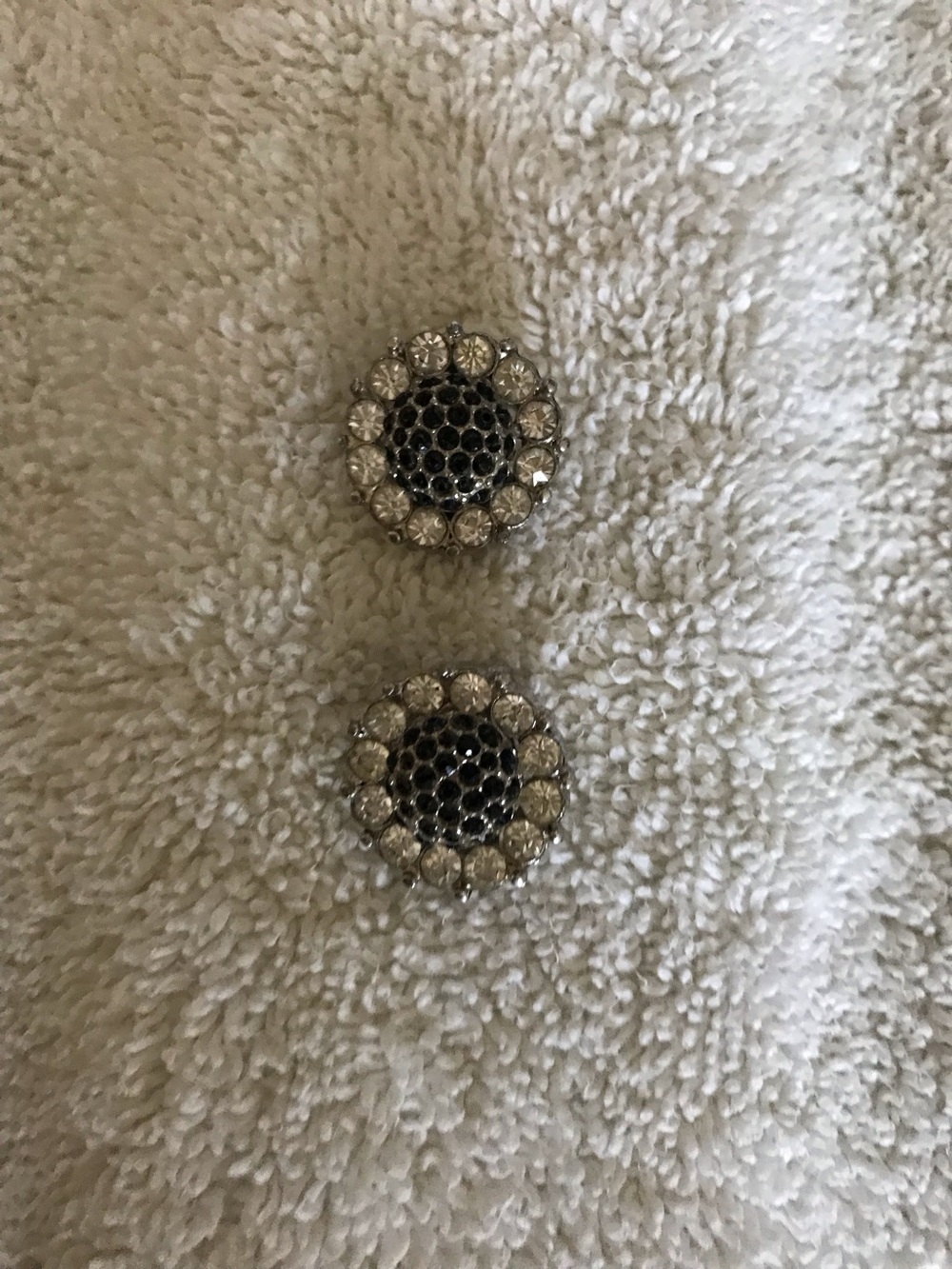 Crystal Halo Black and Silver Stud Earrings - Unbranded
